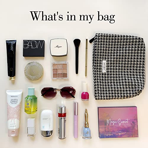 STARDW Travel Makeup Bag Organizer, Cosmetic Pouch for Women, Puppytooth - color: Checkered