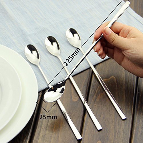 AOOSY 9-In Long Handle Spoon, Coffee Stirrers, Ice Tea Spoon,Set of 6 - color: A Long Silver Spoon