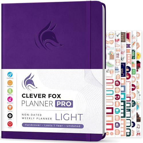 Clever Fox Planner PRO Light, Undated Weekly Planner, 8.5x11, Purple - color: Purple (Undated), size: A4 (8.5" x 11") Light Version