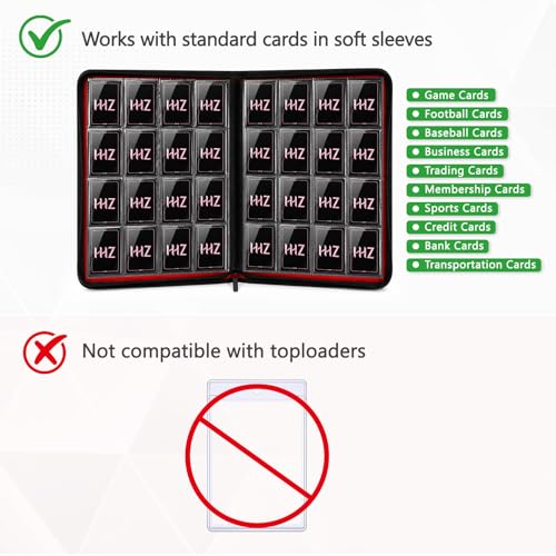 HHZ 16-Pocket Trading Card Binder, 832 Slots, Side Loading, Ringless -Black - color: Black