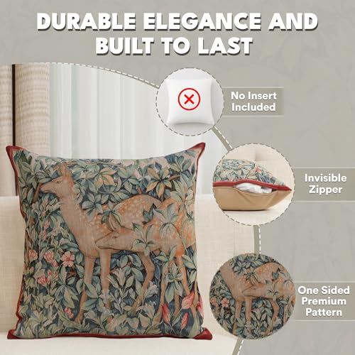 William Morris Two Does In A Forest Tapestry Pillow Cover 19 x 19 in - color: Two Does in a Forest, size: 19" x 19" (Pack of 1)