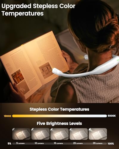 Glocusent Neck Book Light, Rechargeable Neck Lights for Crafts Reading - color: White