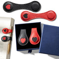 Ovesmusl 2Pcs PU Leather Heart Magnetic Bookmarks with Pen Holder - style: Heart (Red+Black)