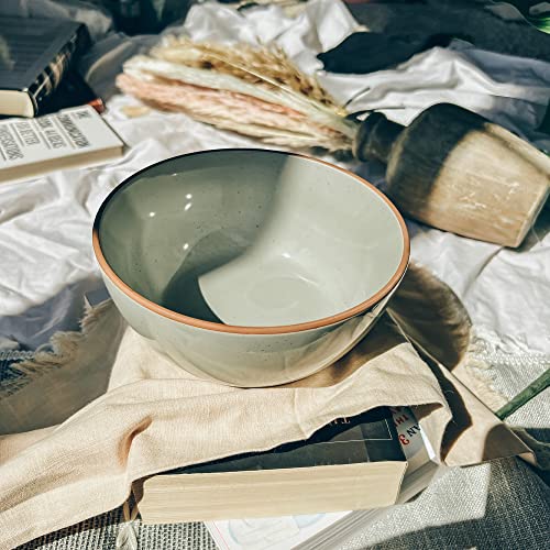 Mora Ceramic Bowls For Kitchen, 28oz - Bowl Set of 4 - For Cereal, Salad, Pasta, Soup, Dessert, Serving etc - Dishwasher, Microwave, and Oven Safe - For Breakfast, Lunch and Dinner - Earl Grey - color: Earl Grey