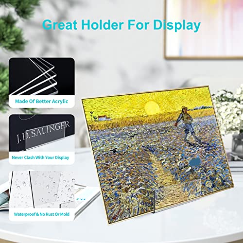 Boloyo Acrylic Book Stand with Ledge,4PC 4 Inch Clear Acrylic Display Easel Transparent Display Stand Holder Tablet Holder for Displaying Books,Magazine,Plate,Pictures,Artworks, CDs - size: 4 inch(4PC)