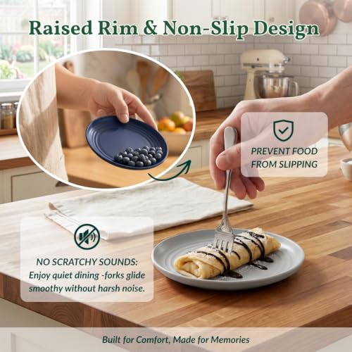 Homienly Wheat Straw Mini Plates | For Dessert, Appetizer, Breakfast & Snacks | Long-lasting Plastic Plates & Salad Plates Collection -8-Pack Small Plate Set -Island Series - color: Island Series, size: 5.7 Inch