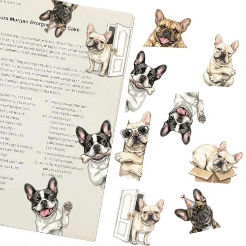 French Bulldog Magnetic Bookmarks Set of 8 – Cute Frenchie Page Clips with Funny Expressions, Dog Lover Gifts, Creative Reading Accessories & Party Favors - style: French Bulldog Magnetic Bookmarks