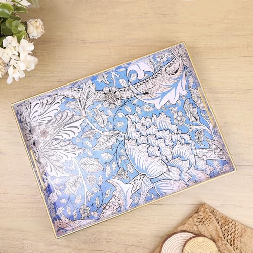 Rectangle Serving Tray with Handles, Coffee Table Tray for Ottoman, Living Room, Outdoor Tray for Patio Entertaining, Serving Breakfast Kitchen Platter, Windrush - color: Lee3040a1, size: 16" x 12" x 1.6"