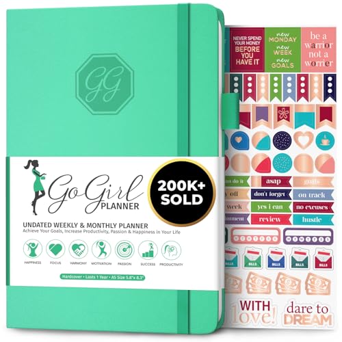 GoGirl Planner for Women, Undated Weekly Agenda Journal, Emerald - color: Emerald, size: A5 (5.8'' x 8.3'')