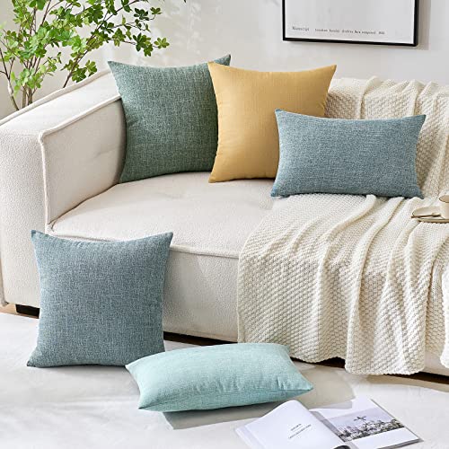 MIULEE Linen Textured Christmas Pillow Covers 16x16 Inch Sage Green - color: Sage Green, size: 16" x 16" (Pack of 2)