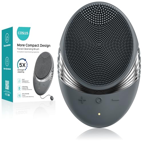 COSLUS FBS01 Facial Cleansing Brush Face Scrubber, Compact for Travel - color: Grey