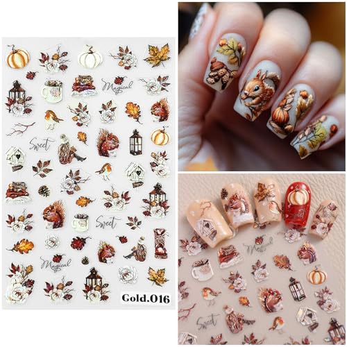 Autumn Nail Stickers for Nail Art Yellow Nail Decals for Women - color: Colorful-24