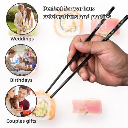 Black Dragon & Phoenix Reusable Stainless Steel Chopsticks 2 Pairs - size: Stainless Steel