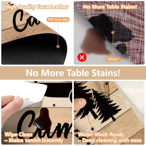 Peacoblue Placemats Set of 4,Faux Leather Camper Van Design - style: Camper Van and Camping Logs