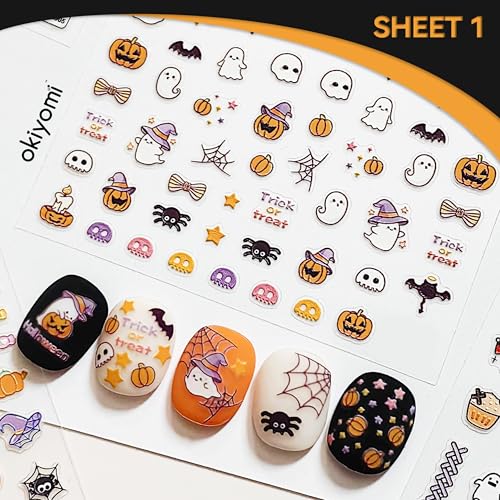 Okiyomi Halloween Nail Stickers for Kids, 3D Glow in the Dark, 4 Sheets - color: 5d Halloween
