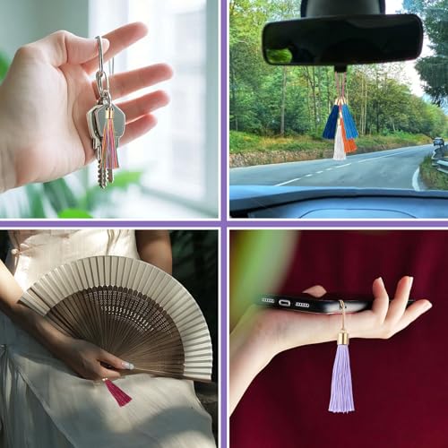 Mini Tassels Charm, 90pcs Metal Caps Mixed Color Mini Tiny Handmade Craft Tassels Charms for DIY Jewelry Necklace Making Accessories - color: 15 Colors-5.5cm