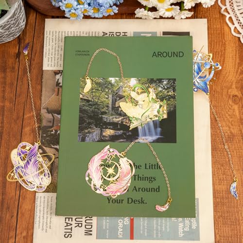 4 Pieces Metal Retro Feather Series Bookmark, Perfect for Women Readers (BKM-066-F4) - color: Retro Feather Series