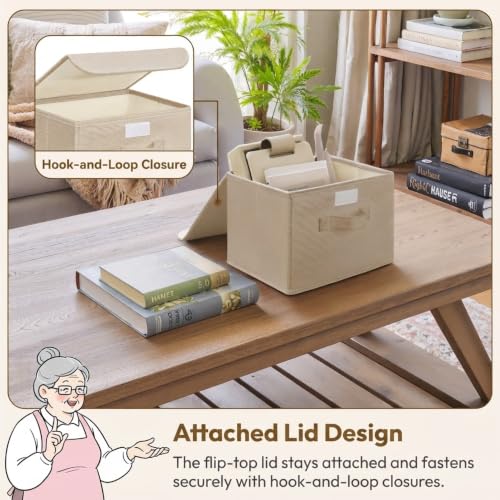 GRANNY SAYS Memory Keepsake Storage Box, Fabric Storage Bins with Lids - color: Khaki, size: Small
