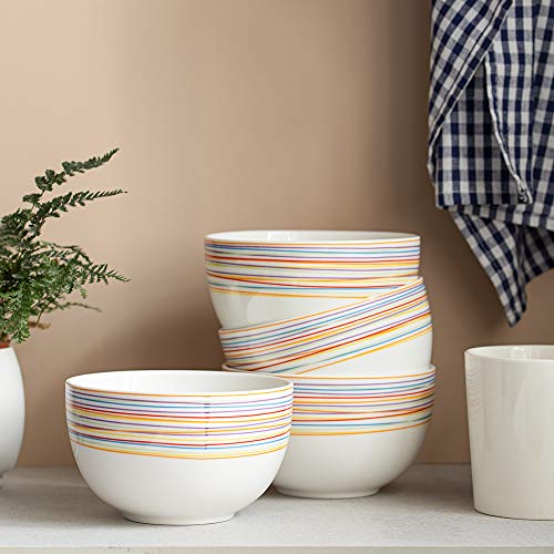 DOWAN 5.8" Deep Soup Bowls & Cereal Bowls - 30 Ounces Large Bowls Set of 4 for Kitchen - Ceramic Bowls for Cereal, Soup, Oatmeal, Salad, Ramen, Noodle, Rice - Dishwasher & Oven Safe (Multi) - color: Rainbow
