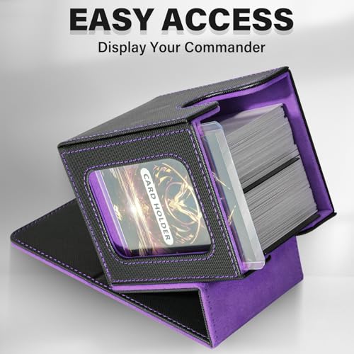 Card Deck Box for MTG Commander, Deck Case Holds 100 Double-Sleeved Cards - color: Black & Purple, size: 1 Box