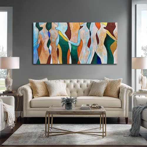Abstract Human Figure Wall Decor Modern Artwork for Office Geometric Color Block Wall Art for Living Room Framed Art Prints for Bedroom 24x48 Inch - color: Colorful Abstract, size: 48"L x 24"W