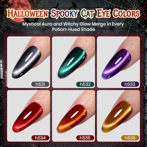 Beetles Halloween Box Cat Eye Gel Nail Polish Set, Witch Potion 6 Colors - color: A - Halloween Cat Eye | Witch Potion