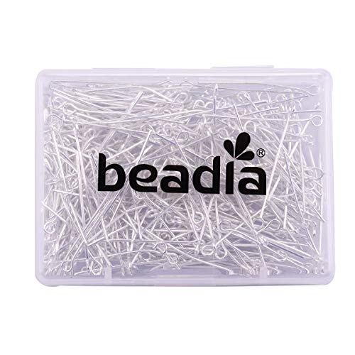 BEADIA Open Eye Pins Silver Head Pins for DIY Jewelry Making 30mm 300pcs - color: Silver, size: 30mm