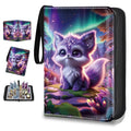 4 Pocket Trading Card Binder, Holds 400 Cards, 3-Ring Binder - color: Cute purple cat