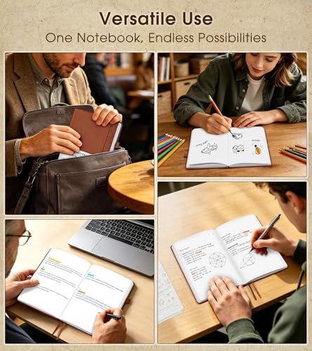 Journal Notebook, A5 Leather Hardcover Blank Sketchbook, 160 Pages, 180° Lay-Flat Binding, 100 GSM Thick Paper, for Sketching, Drawing, Art Journaling & Creative Writing (Brown) - color: Brown, size: Plain