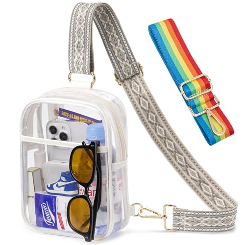 Clear Bag for Stadium Events, Clear Crossbody Sling Purse, 2 Straps - color: 1# White-a, style: Style 1