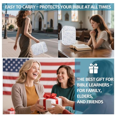 Bible Cover Case For Women,Large Bible Bag with Study Supplies,Quilted Bible Carrying Case for Girls,Portable Bible Case with Highlighter, Pens,Tabs,Bible Study Gifts for Women - size: Style B