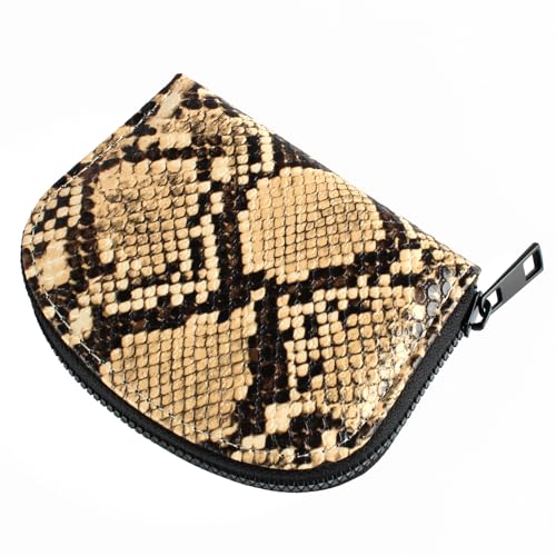 Small Zip Wallet Credit Card Wallet Coin change case Holder for women PU Leather(Sand Snake) - color: Sand Snake
