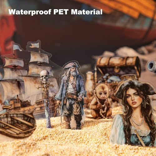 120 Pcs Vintage Pirate PET Stickers for Scrapbook Journaling - color: Maritime Travel