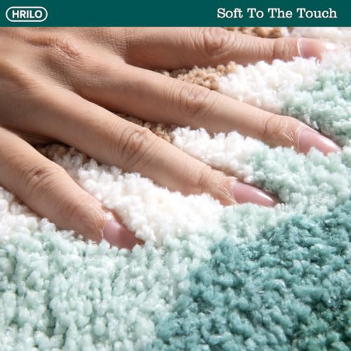 Microfiber Bathroom Rugs, Absorbent Soft Shaggy Carpet Floor Mats for Shower Tub Sink Toilet, Non-Slip Plush Carpet Floor Mats for Living Room Bedroom Kitchen ，Green，24 X 16 Inches - color: Green, size: 1'4" x 1'11" (24″x16″)