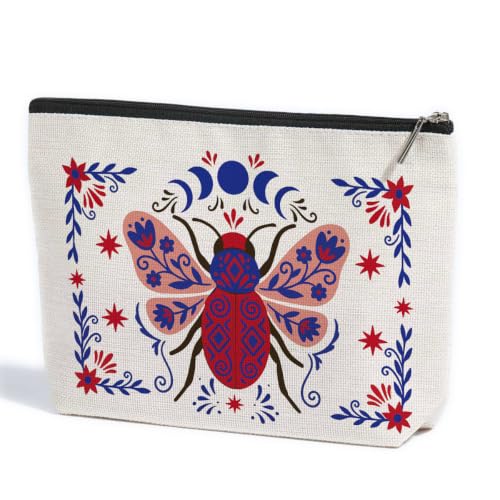 ZHAMEN Folk Art Beetle Makeup Bag Travel Organizer Pouch Cosmetic Bags 01 - color: Multicolor 1606
