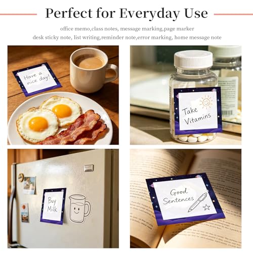 Sticky Notes 3x3 Inches, Cute Self-Stick Note Pads, Funny Memo Pads, Easy to Post Sticky Notes for Office, Home & Notebook Cute Girl Moon Star - color: Cute Girl Moon Star
