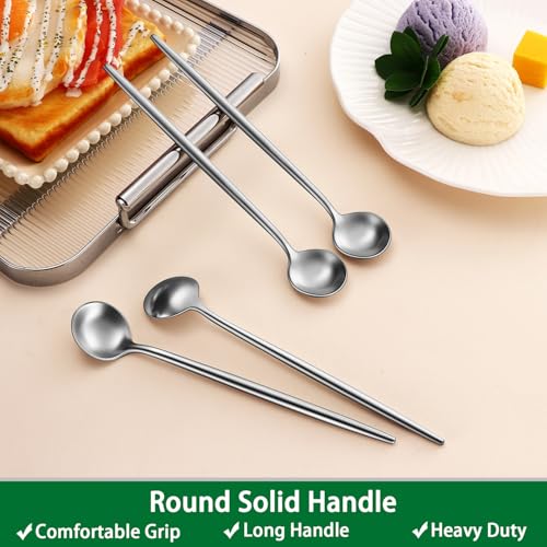 DEHOV 6.7 Inches Coffee Spoons Set,4 Pieces Stainless Steel 18/10 Iced Tea Spoon,Long Handle Coffee Stirring Spoons,Durable Teaspoons,Dishwasher Safe Tea Spoon For Dessert - color: Silver, size: 6.7 Inch