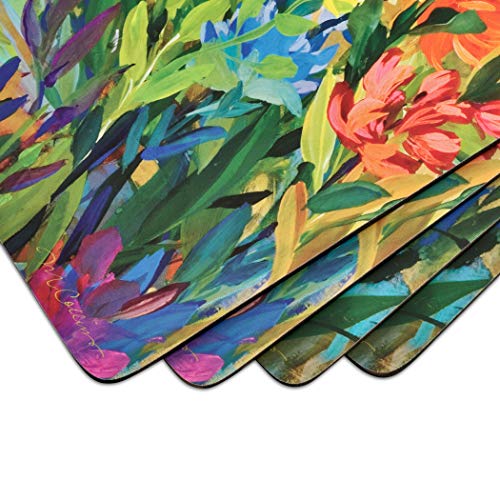 Pimpernel Floral Collection Placemats, Set of 4 – (15.7" x 11.7") Cork-Backed Table Mats with Colorful Botanical Art Prints, Heat & Stain Resistant Lacquered Surface, Decorative Dining - size: 15.7" x 11.7" Rectangular, style: Martha's Choice