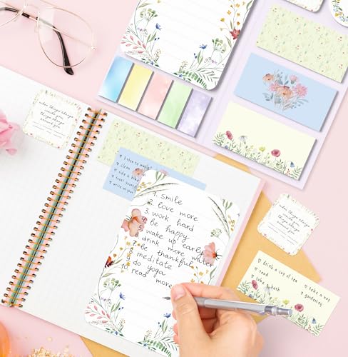 Wildflower Sticky Notes Set Cute Floral Self Stick Writing Memo Pads Aesthetic Summer Flower Notepads for Students Back to School Classroom Office Teacher Appreciation Gift Stationery Supplies