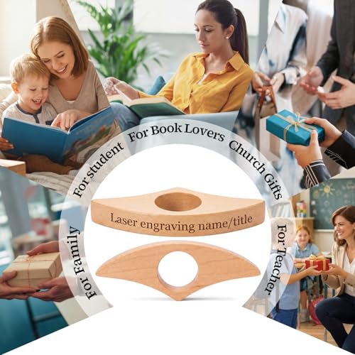 Resurhang 6 Pcs Wood Thumb Book Page Holder for DIY, Beech Wood, Curved - color: Beech Wood, size: Curved