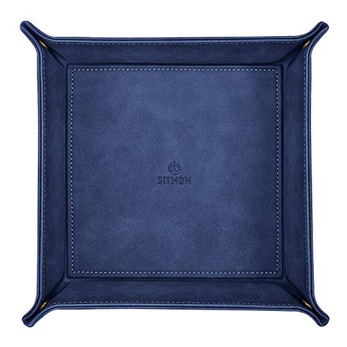 SITHON Valet Tray Desktop Storage Organizer Nightstand Caddy Holder - color: Dark Blue