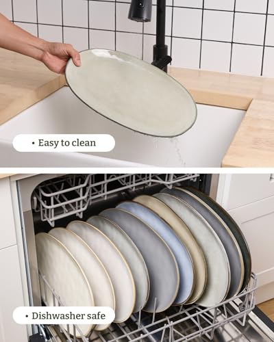 famiware Serving Platters Set of 3 Sizes - Oval, Light khaki - color: Light khaki