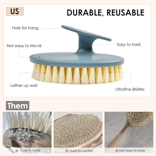 INNERNEED Food-Grade Soft Silicone Body Scrubber with PP Exfoliating Brush - color: (Set)pp Blue+silicone Black