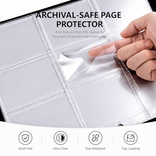 Baseball Card Binder, 9 Pocket Trading Card Zip Binder Holds 1080 Cards - color: Baseball