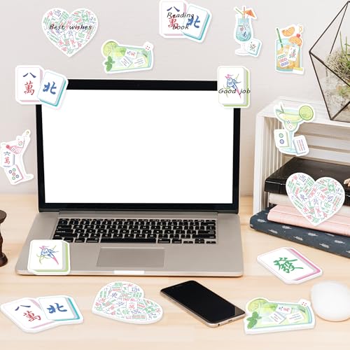 CJiangpo 30Pcs Mahjong Sticky Notes Pads, 600 Sheets Funny Cocktail Sticky Notes Self Stick Notepad Memo Pads Page Marker, Mah Jong Lovers Gifts Birthday Mahjong Party Decoration Supplies - color: Mahjong