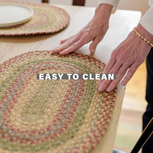 Homespice Azalea Jute Braided Placemats, Oval 13x19 Set of 4 - color: Azalea