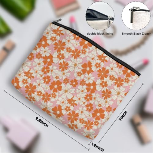 Boho Makeup Bag, Aesthetic Daisy Floral Cosmetic Bag Makeup Organizer Pouch - color: Flower