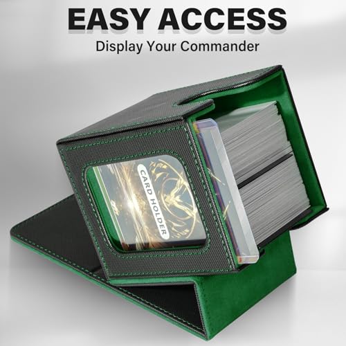 Card Deck Box for MTG Commander, Deck Case Holds 100 Double-Sleeved Cards - color: Black & Green, size: 1 Box