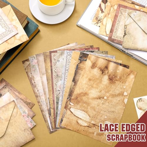TaoBary 160 Pcs Lace Edged Scrapbook Stationery Paper and Envelopes Set - size: 5.5 x 8.25 Inch, style: Lace Edged Scrapbook