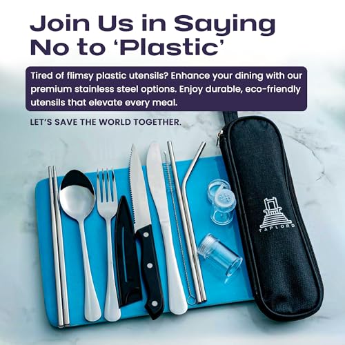 Travel Utensils With Case, 10 Pcs portable silverware set (Silver) - color: Silver, size: 10 Pieces